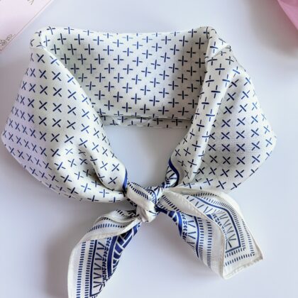 Szalik №47 Jedwabny Granatowy Minimalistyczny