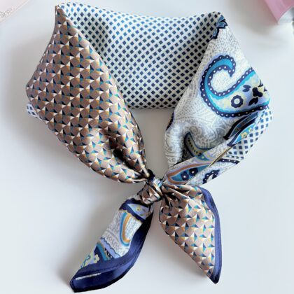 Szalik №44 Jedwabny Granatowy Ogród