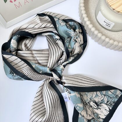 Szalik №56 Jedwabne Granatowe Koniki