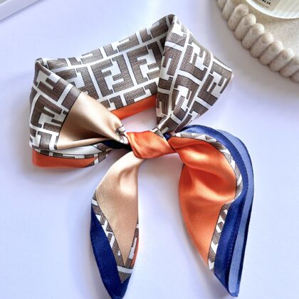 Szalik №70 Jedwabny „Brąz i Granat”