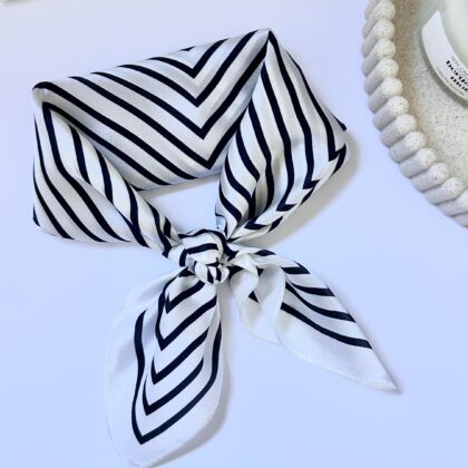 Szalik №69 Jedwabny „Czarno-Biała Klasyka”